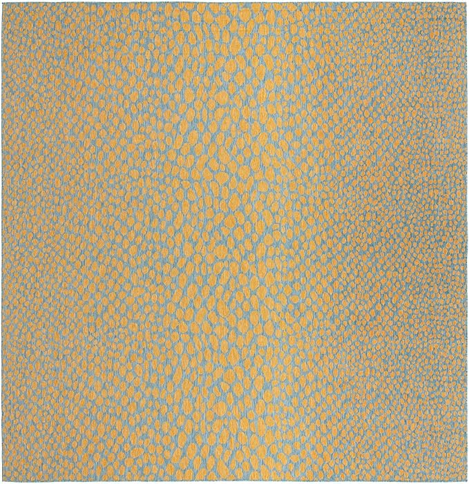 Unique Loom Jill Zarin Jill Zarin Outdoor Collection Area Rug - Cape Town (13' Square, Yellow and Aqua/Light Blue)