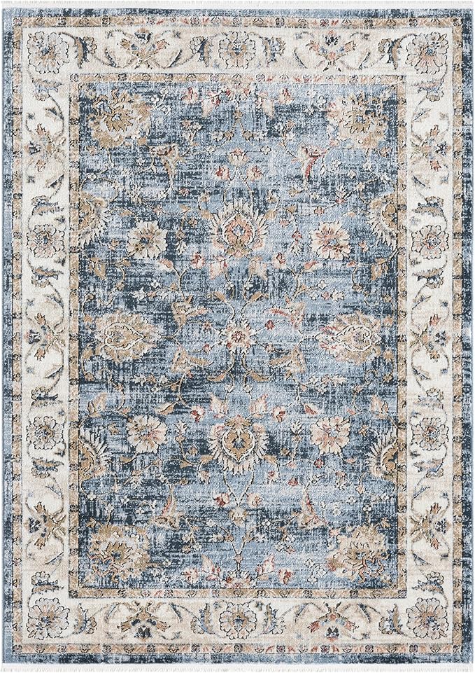 Well Woven Indira Elysium Vintage Panel Midnight Blue 8x10 (7'10" x 9'10") Area Rug | Heritage-Inspired, Soft & Durable, Easy to Clean for Living Room, Bedroom, Dining Room