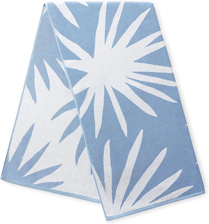 Laguna Beach Textile Co. Tropical Cabana Beach Towel - Oversized, Plush 630 GSM Cotton - Agave Blue