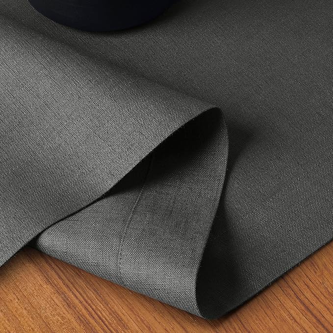 D'Moksha Homes Linen Table Runner 48 Inches - 100% Pure Linen Charcoal Grey Table Runner 14 x 48 Inch for Coffee Tables, Dresser, Winter, Holiday, New Year - Machine Washable