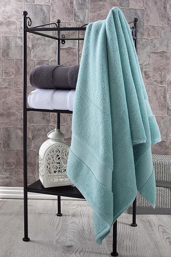 BAGNO MILANO Turkish Towels, Ultra Soft, Plush Luxury Turkih Cotton Bath Towels, Quick Dry Towel Set Made in Turkey (Mint Green, 6 Pcs Towel Set)