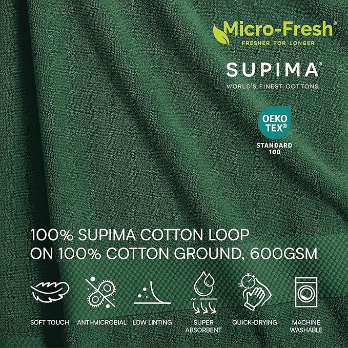 Lacoste Heritage 100% Supima Cotton Tub Mat, Croc Green, 21" x 31" – Highly Absorbent & Quick Drying, Premium Super Soft Bath Towel, Bathroom Essential, Gift for All Occasions, Machine Washable