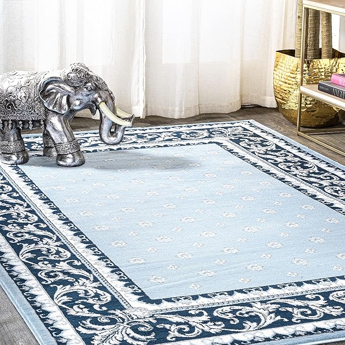 JONATHAN Y Acanthus French Border Blue/Navy Indoor Area Rug, 5x8, Vintage, Bohemian, Easy-Cleaning for Living Room, Bedroom, Kitchen, Pet Friendly, Non-Shedding (MDP504E-5)