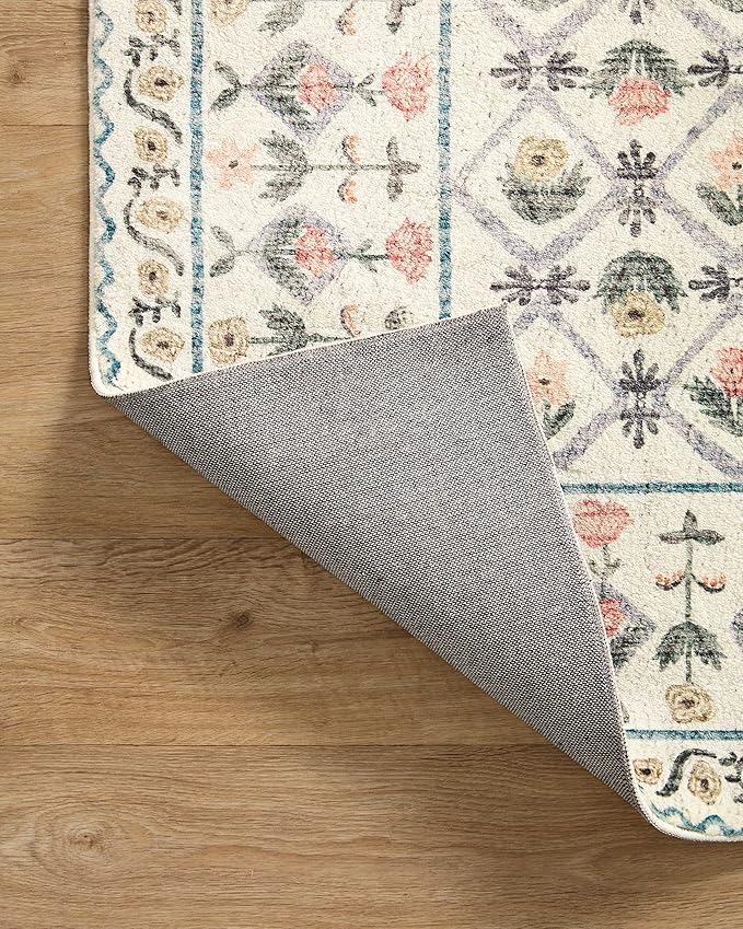 Loloi Rifle Paper Co. Eden Collection EDE-03 Lattice Ivory 8'-6" x 11'-6" Area Rug feat. CloudPile™