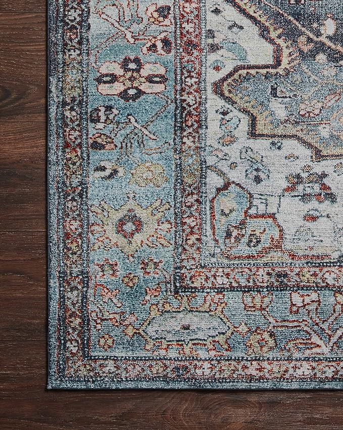 Loloi Margot Collection MAT-05 Ocean/Brick 2'-6" x 11'-6" Runner Rug feat. CloudPile, No-Shed Easy Clean Large Patterned Area Rug for Living Room, Bedroom, Dining Area