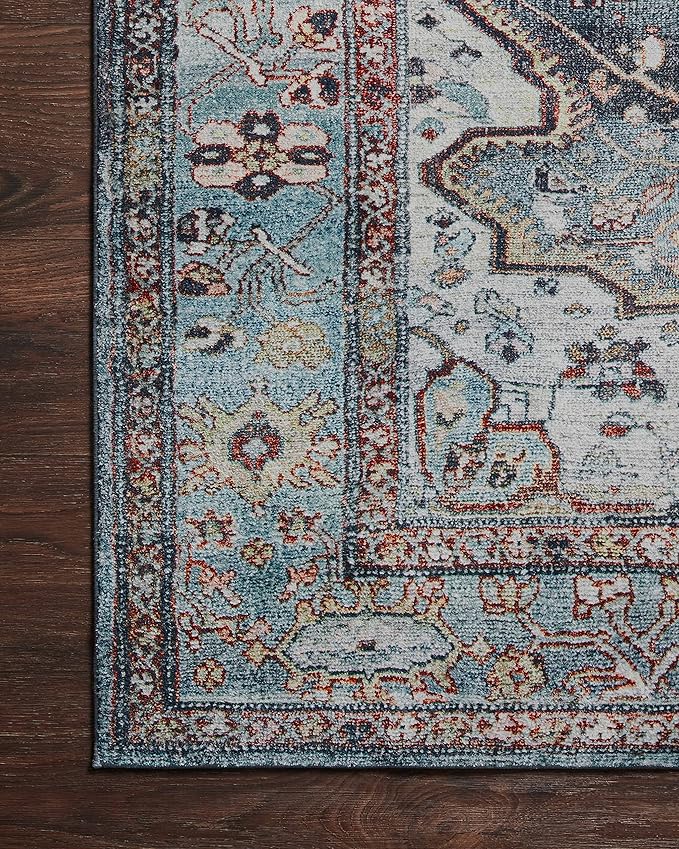 Loloi Margot Collection MAT-05 Ocean/Brick 2'-6" x 7'-6" Runner Rug feat. CloudPile, No-Shed Easy Clean Large Patterned Area Rug for Living Room, Bedroom, Dining Area