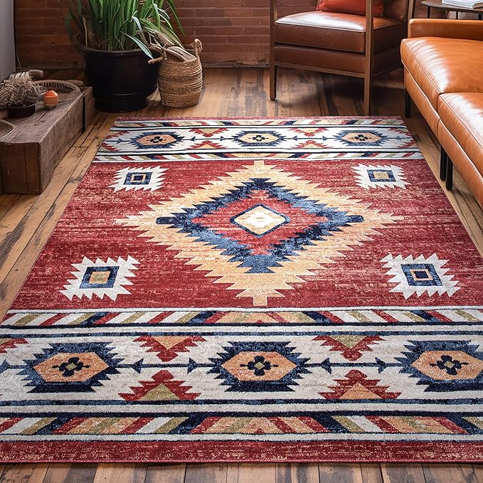 Well Woven Tulsa Lea Crimson Traditional Southwestern Tribal 7'10" x 9'10" Area Rug