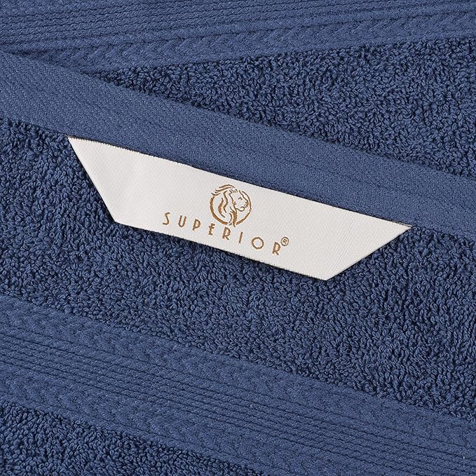 Superior Eco-Friendly Cotton 3-Piece Towel Set, Bathroom, Shower, Quick Dry Home Essentials, Lightweight, Sustainable Towels, 1 Bath, 1 Hand, 1 Face Towel, Washcloth, Highly Absorbent, Navy Blue