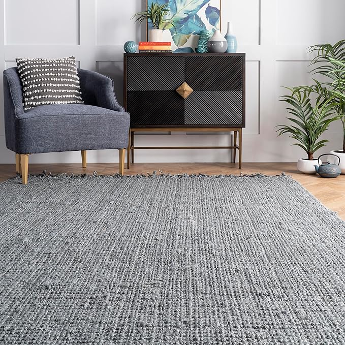 Nuloom Daniela Grey, 2'6" x 8', Handmade, Jute, Tassel, Soft and Textured, High Traffic, Stain Resistant, Easy Clean, Durable Runner for Bedroom, Living Room, Dining Space, Foyer, Entryway