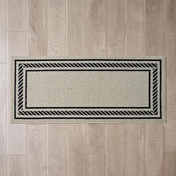 Nautica – Runner Rug | Indoor Runners for Hallways and Entry Rugs| Non-Slip and Non-Skid Entry and Kitchen Door Mat| Machine Washable Entryway Carpet Rugs |2'2" x 6'| Rope Border Natural Twist