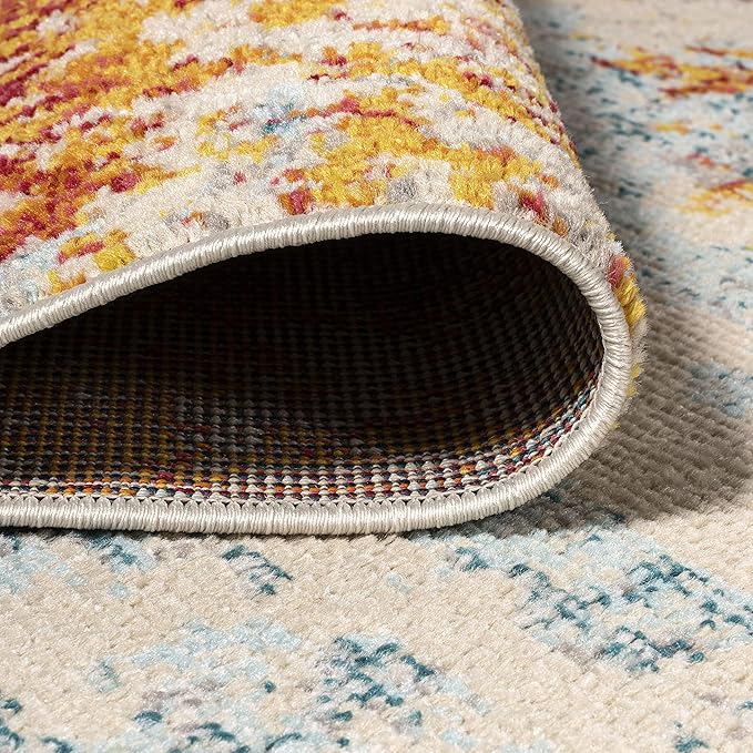 JONATHAN Y Sunset Modern Abstract Orange/Multi Indoor Area Rug, 4x6, Contemporary, Vintage, Easy-Cleaning for Living Room, Bedroom, Kitchen, Pet Friendly, Non-Shedding (CTP114B-4)