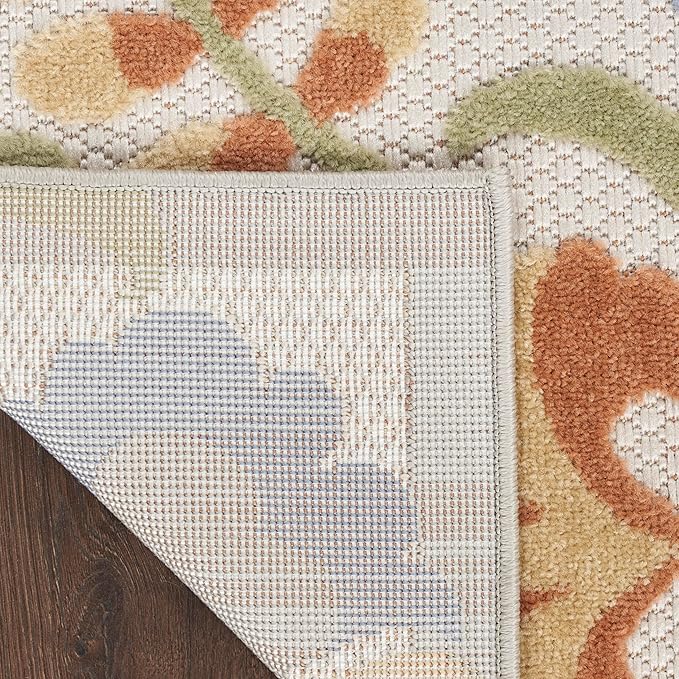 Nourison Home Aloha Ivory Blue 9' x 12' Area Rug - Easy Clean, Non Shedding, Bed Room, Living Room, Dining Room, Kitchen (9' x 12')