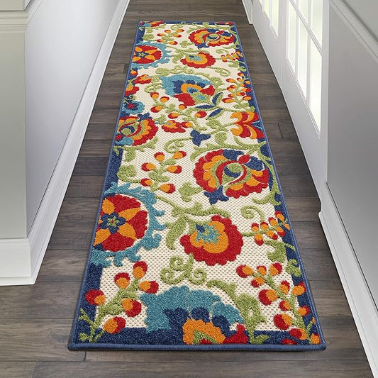 Nourison Home Aloha Multicolor 2' x 6' Area Rug - Easy Clean, Non Shedding, Bed Room, Living Room, Dining Room, Kitchen (6' Runner)