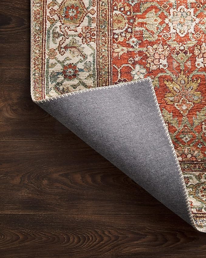 Loloi Layla Collection LAY-05 Ocean/Multi 2'-6" x 12'-0" .13" Thick Runner Rug, Soft, Durable, Vintage Inspired, Distressed, Low Pile, Non-Shedding, Easy Clean, Printed, Living Room Rug