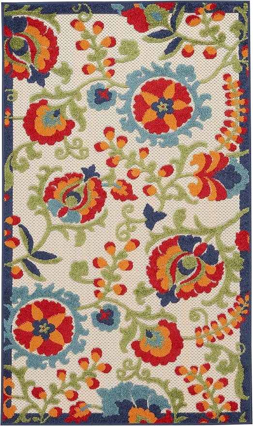 Nourison Home Aloha Multicolor 3' x 5' Area Rug - Easy Clean, Non Shedding, Bed Room, Living Room, Dining Room, Kitchen (3' x 5')