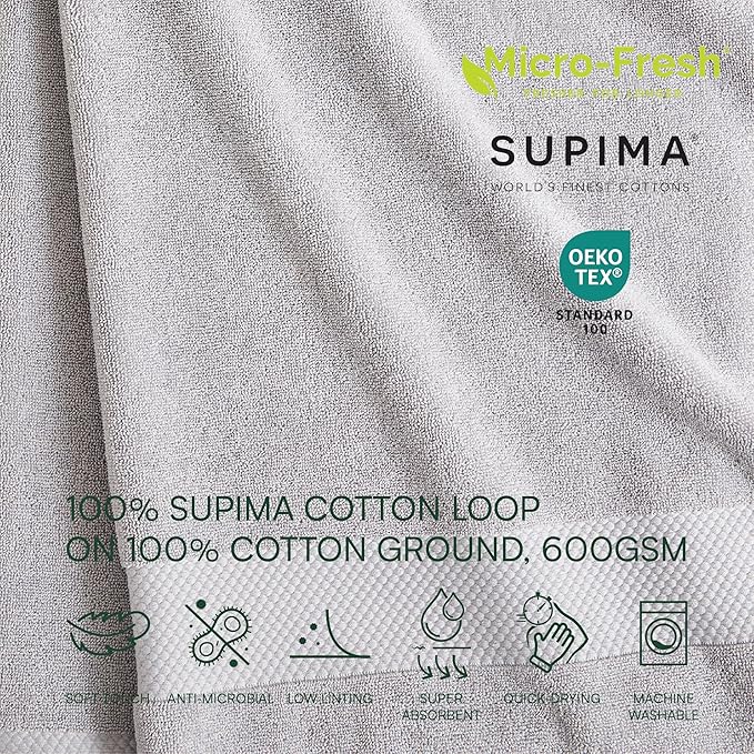 Lacoste Heritage 100% Supima Cotton Tub Mat, Microchip, 21" x 31" – Highly Absorbent & Quick Drying, Premium Super Soft Bath Towel, Bathroom Essential, Gift for All Occasions, Machine Washable