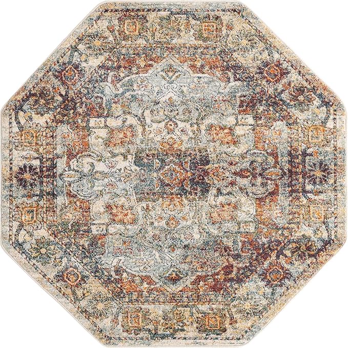 Unique Loom Isabella Collection Area Rug - Adjani (5' 1" Octagon, Ivory/ Beige)