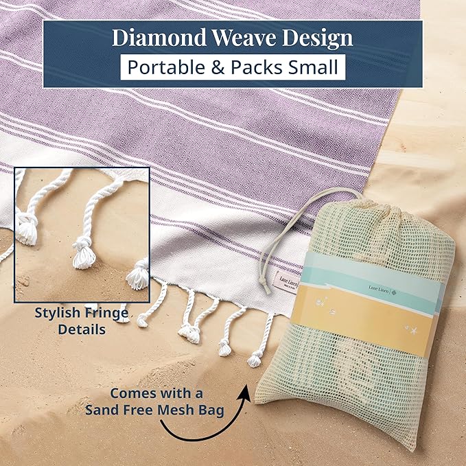 LANE LINEN Picnic Mat for Beach Vacation Essentials - Large Outdoor Blanket,Quick Dry and Pre-Washed, Soft Comfort, Perfect for Family Vacations, Park Relaxation, Sand Lounge – Wistful Mauve