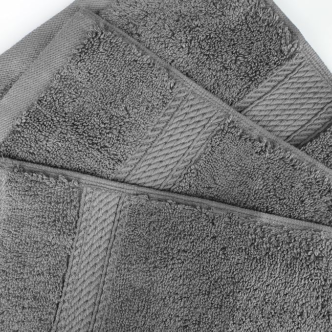 Superior Egyptian Cotton Pile 9 Piece Towel Set, Includes 3 Bath, 3 Hand, 3 Face Towels/Washcloths, Ultra Soft Luxury Towels, Thick Plush Essentials, Guest Bath, Spa, Hotel Bathroom, Charcoal