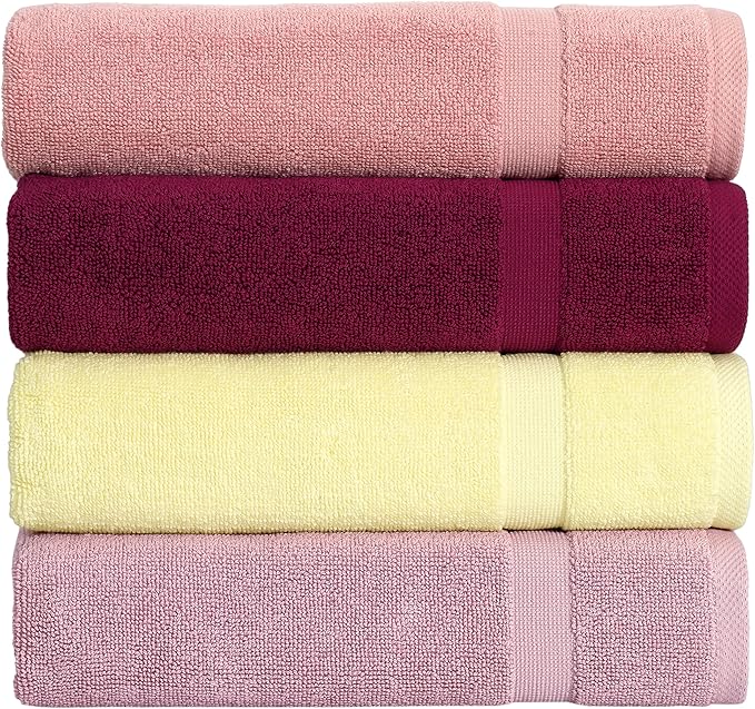 SALBAKOS 100% Turkish Cotton Bath Mat Set 2-Piece - 20x34 inch, Premium Quality Hotel & Spa Collection, Soft, Absorbent, Long Lasting, Durable Bathroom Rugs | Made in Turkey (Rose, 2 Bath Mats)