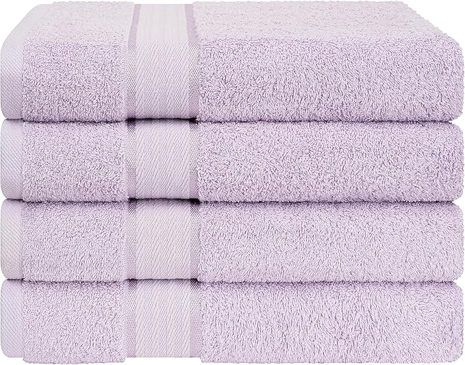 4 Pack Bath Towel Set, 100% Cotton Bath Towels for Bathroom, Lilac