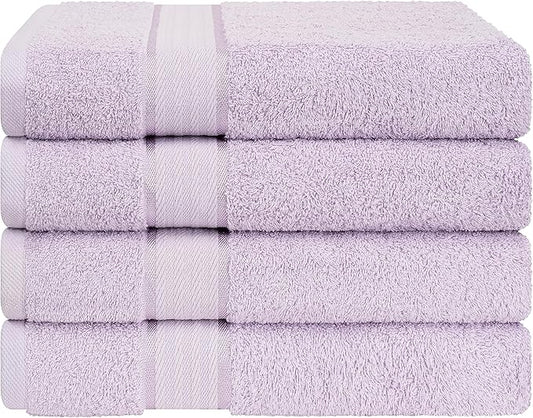 4 Pack Bath Towel Set, 100% Cotton Bath Towels for Bathroom, Lilac