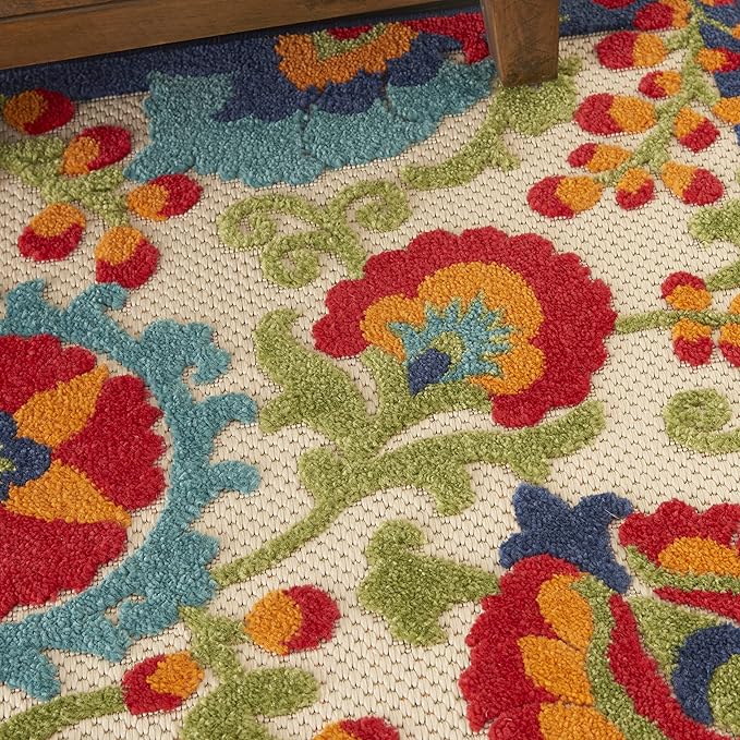 Nourison Home Aloha Multicolor 2'8" x 4' Area Rug - Easy Clean, Non Shedding, Bed Room, Living Room, Dining Room, Kitchen (3' x 4')