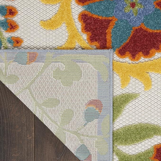 Nourison Aloha Indoor/Outdoor Ivory/Multi 2'3" x 10' Area Rug, Easy Cleaning, Non Shedding, Bed Room, Living Room, Dining Room, Backyard, Deck, Patio (2x10)