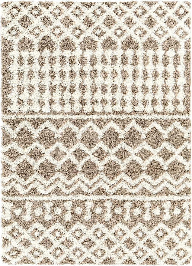 Livabliss Hapsburg Moroccan Shag Area Rug,5'3" x 7'3",Medium Brown