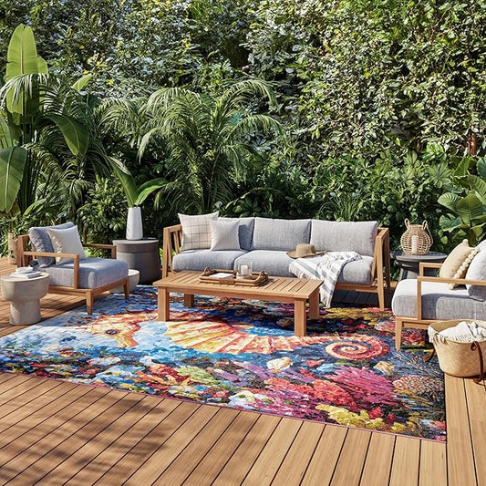 Nourison Home Color Splash Multicolor 9'10" x 13'2" Area Rug - Easy Clean, Non Shedding, Bed Room, Living Room, Dining Room, Kitchen (10' x 13')