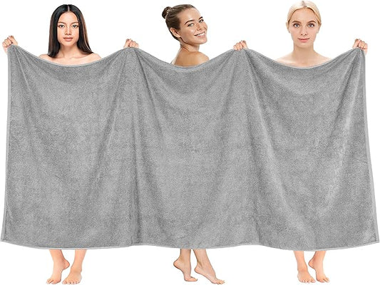 Cotton Paradise 100% Cotton 40x80 Oversized Bath Sheet, Extra Large Turkish Bath Towels for Bathroom, Light Gray Bathsheet