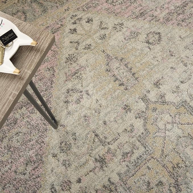 Nourison Home Tranquil Ivory Pink 6' x 9' Area Rug - Easy Clean, Non Shedding, Bed Room, Living Room, Dining Room, Kitchen (6' x 9')