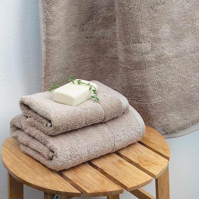 Aston & Arden Aegean Terry Wash Cloths - Set of 8 - Ringspun Turkish Cotton Thick and Soft Absorbent Luxury Hotel and Spa Bathroom Towel, 600 GSM, 13 x 13 in, Hummus