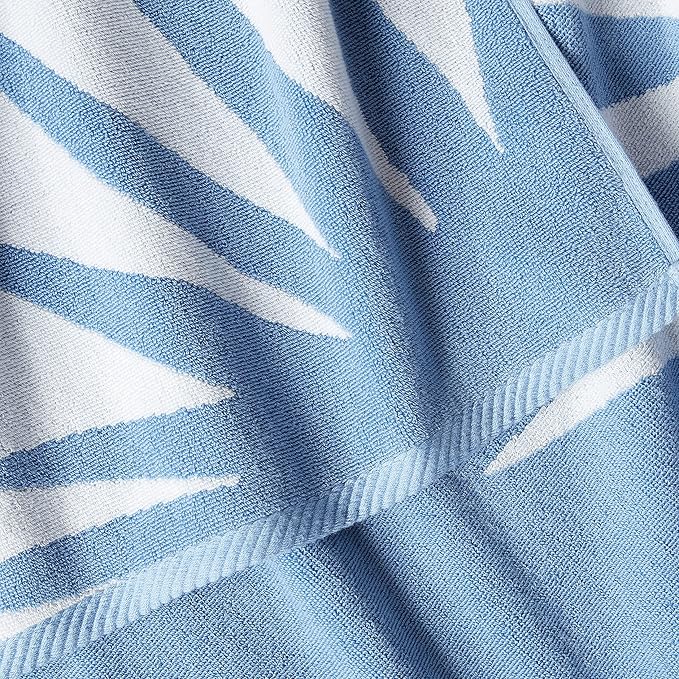 Laguna Beach Textile Co. Tropical Cabana Beach Towel - Oversized, Plush 630 GSM Cotton - Agave Blue