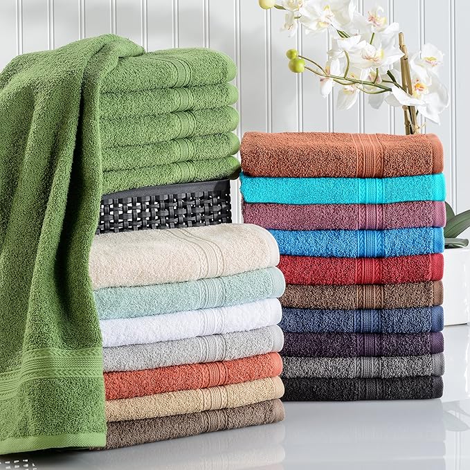 Superior Eco-Friendly Cotton 6-Piece Hand Towel Set, Small Towels for Spa, Resort, Hotel, Guest Bath, Kitchen, Quick Dry, Soft, Bathroom Accessories, Home and Apartment Essentials, Silver