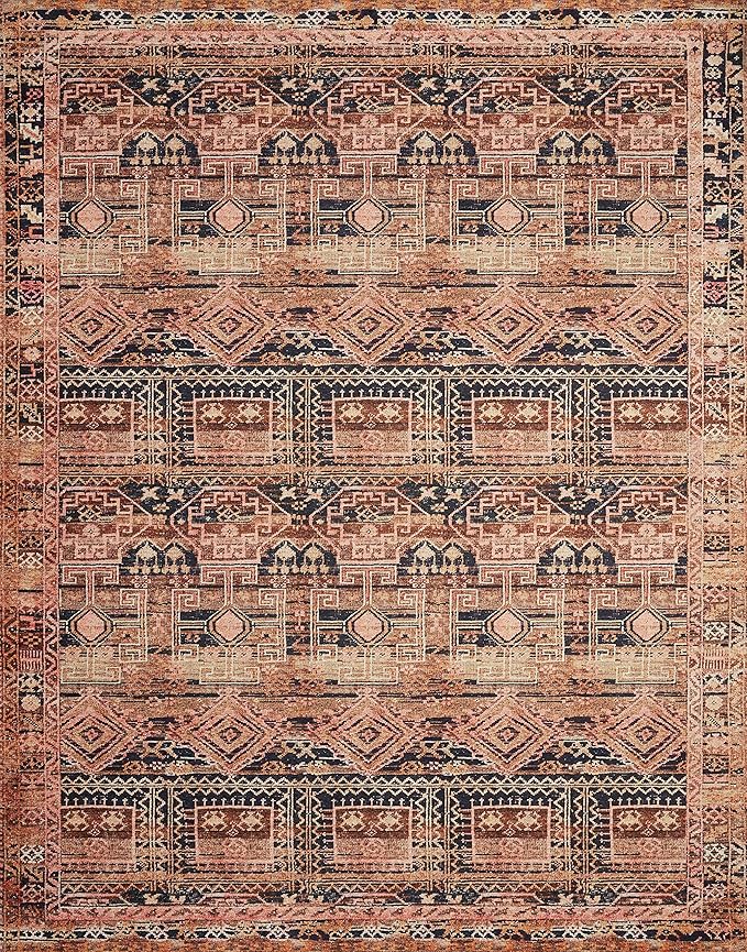 Loloi II Layla Collection, LAY-14, Mocha/Blush, 2'-3'' x 3'-9'', 13'' Thick, Accent Rug, Soft, Durable, Vintage Inspired, Distressed, Low Pile, Non-Shedding, Easy Clean, Printed, Living Room Rug